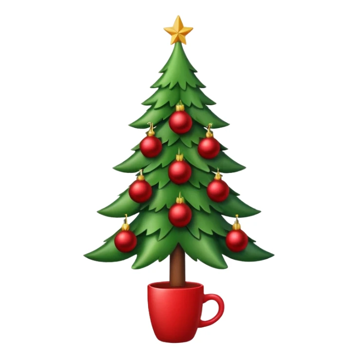 christmas tree with red balls and just the coffe stem down sticker