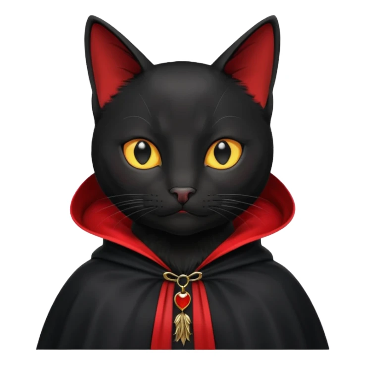 Black cat in red collar cloak sticker