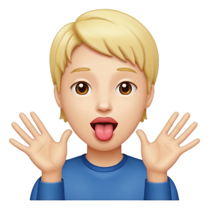 face with tongue out with hands going outwords sticker