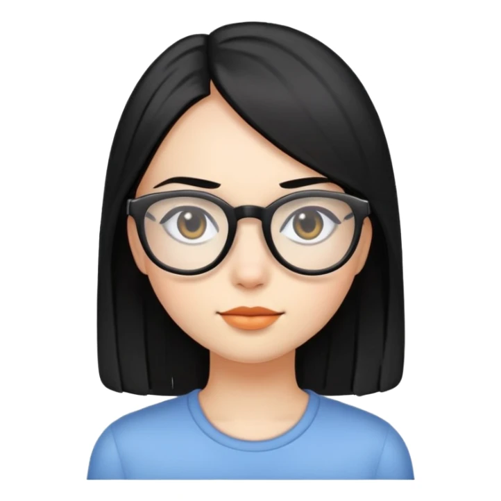 Girl with black straight hair and glasses  sticker