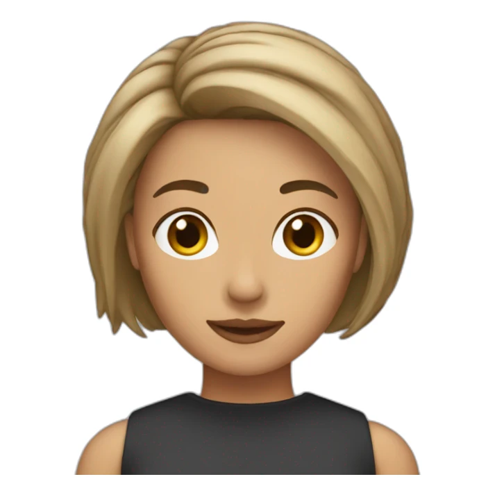 woman with bronw straigt  mid-short hair sticker
