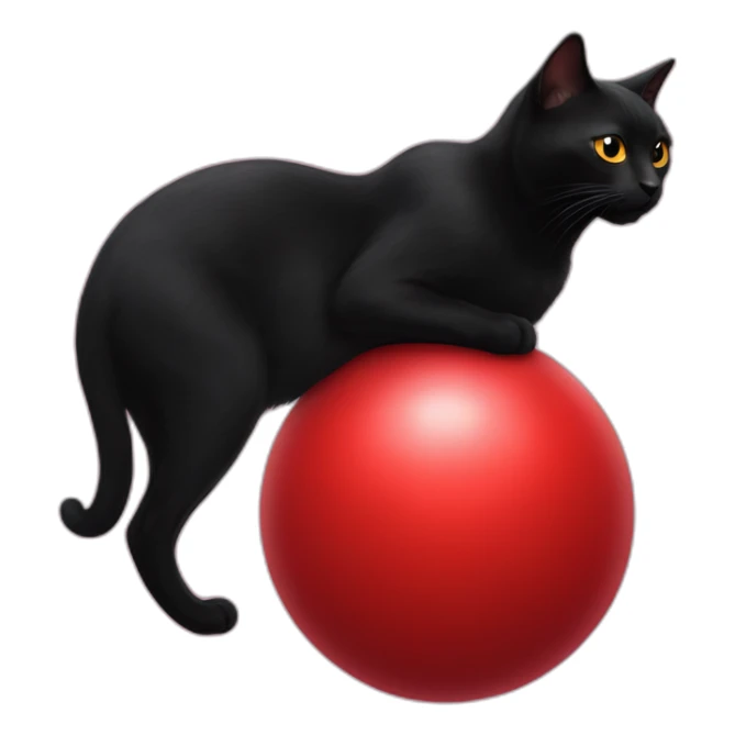 black cat above of giant red ball sticker