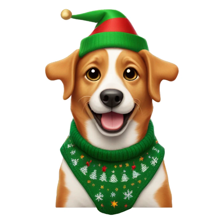 Happy ginger dog wearing an christmas elf jumper sticker