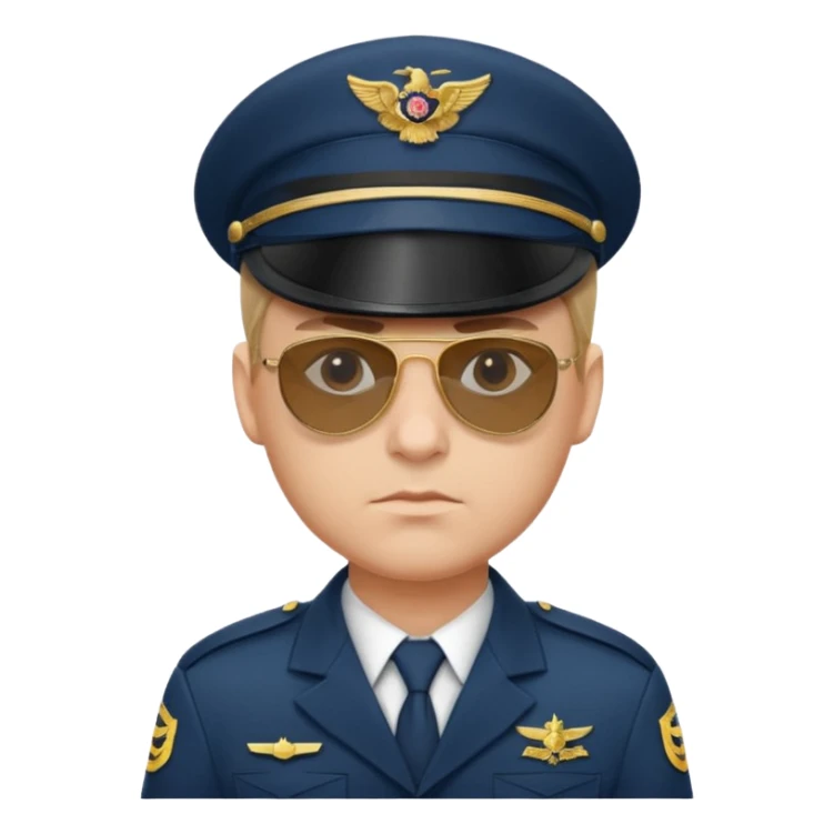 Officer with peaked cap + aviator sunglasses sticker