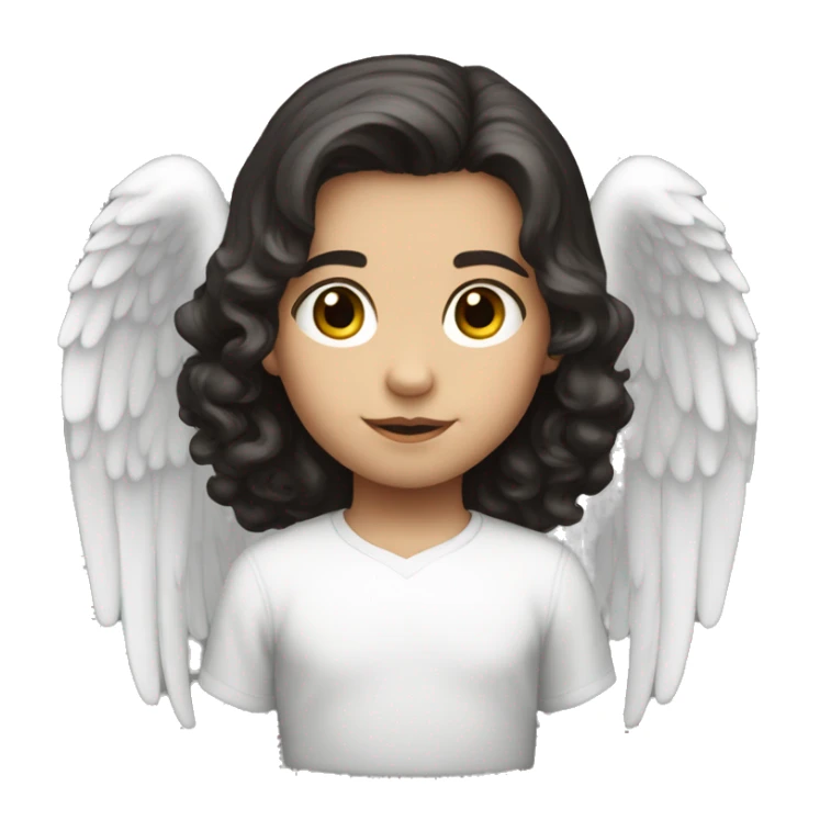 caucasian dark hair small kid angel  sticker