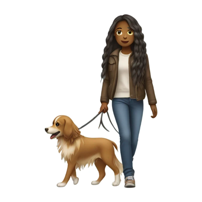 A Girl with Long hair goes with her dog  sticker