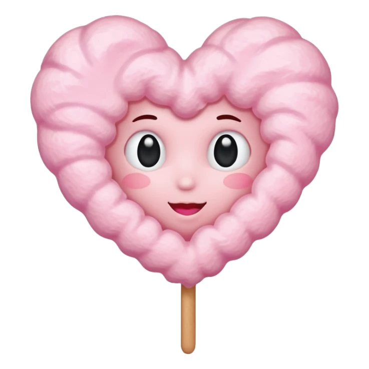 Cotton Candy, Heart-Shaped Cotton Candy – soft pink heart form with sparkle  sticker