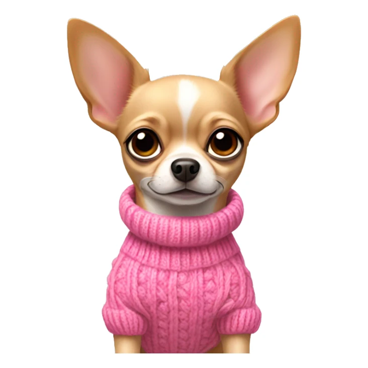 Chihuahua beige with big ears wearing pink sweater  sticker