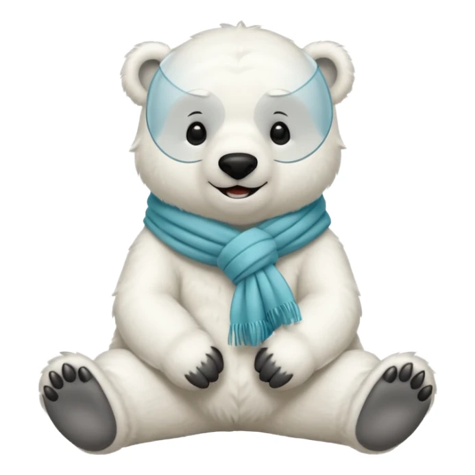 full body polar bear with a scarf sitting sticker