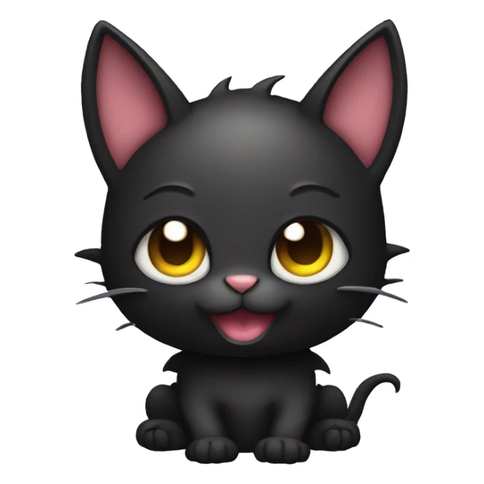 Black edgy kawaii cartoon bat-cat sticker
