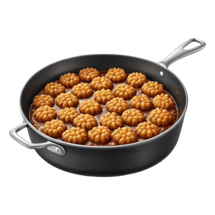 fried minced meat dish object icon, cooked minced meat in a pan, slightly crispy texture, glossy oil shine, 3D cartoon, mobile game icon style, centered, clean background, soft shadow, no text, no watermark
  sticker