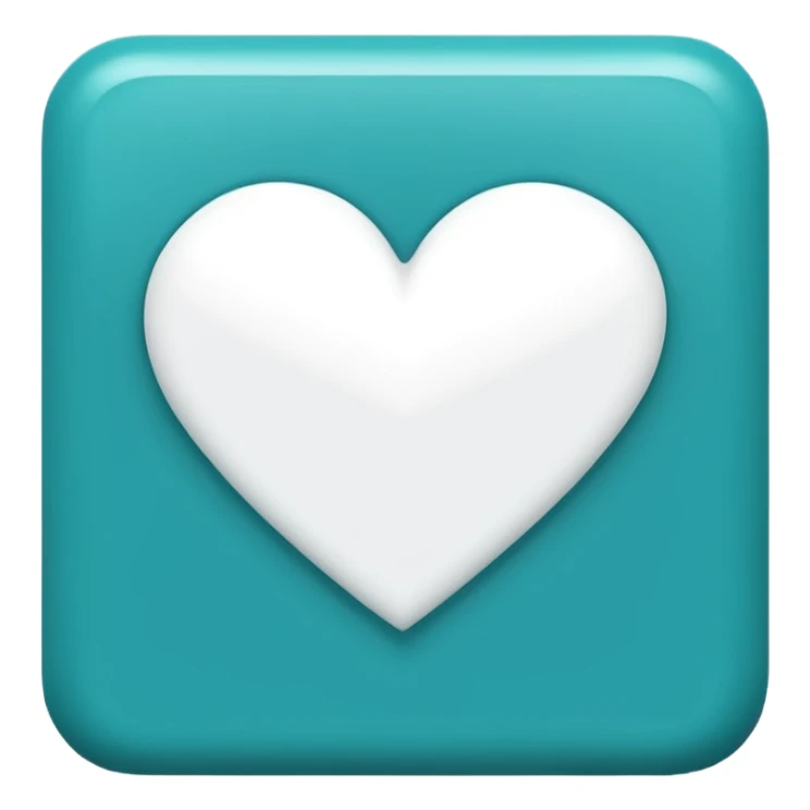 teal square with a white heart and a line at the bottom sticker