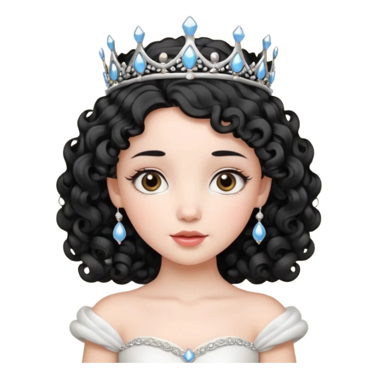 Princesa banca con el pelo rizado y el pelo negro linda sticker