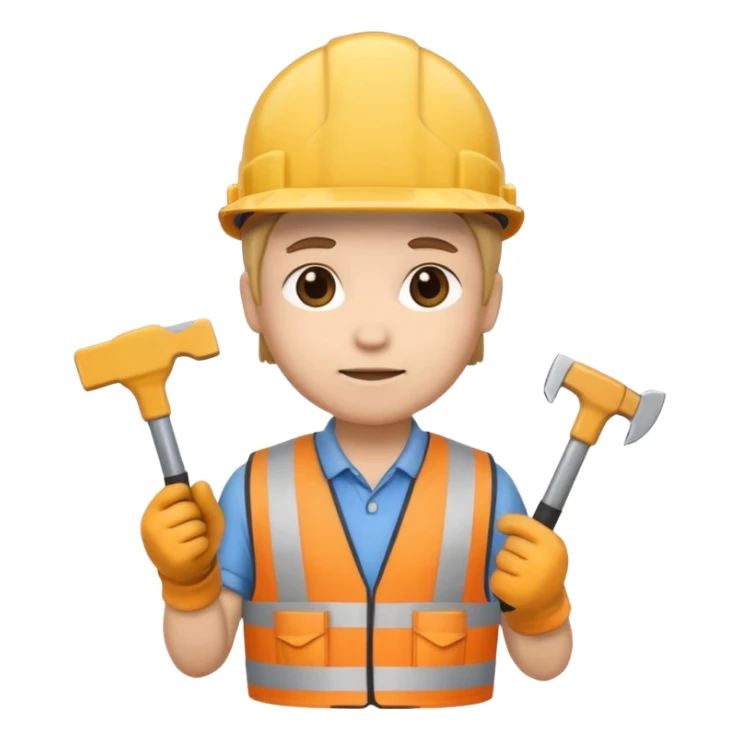 Baret ve aletli inşaat işçisi related to İnşaat İşçileri, chibi emoji style, with soft lighting sticker
