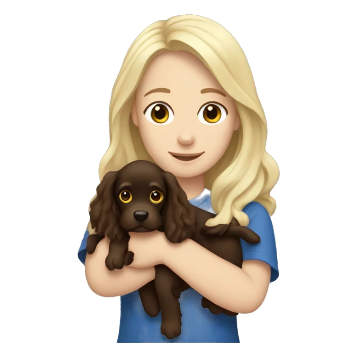 A white blonde girl holding a boykin spaniel in her arms sticker