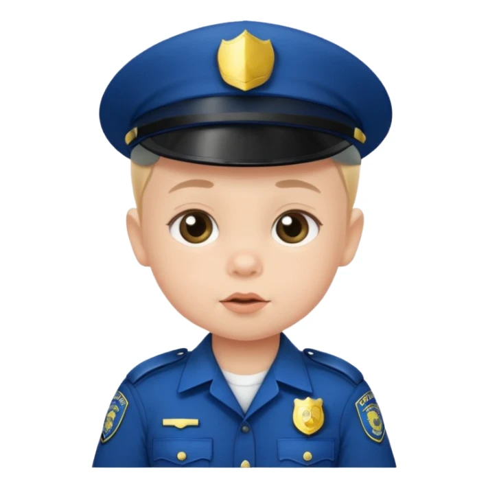 baby in police dress without cap sticker