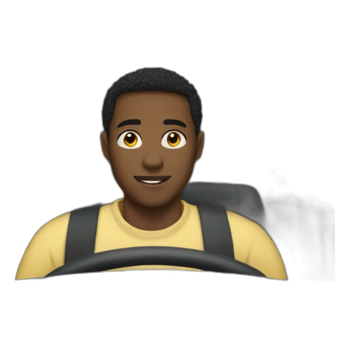 Young black man in the front seat of a car sticker
