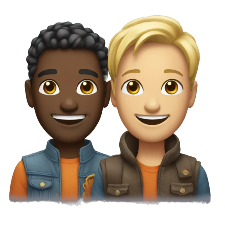 cheerful duo with stylish smiles sticker