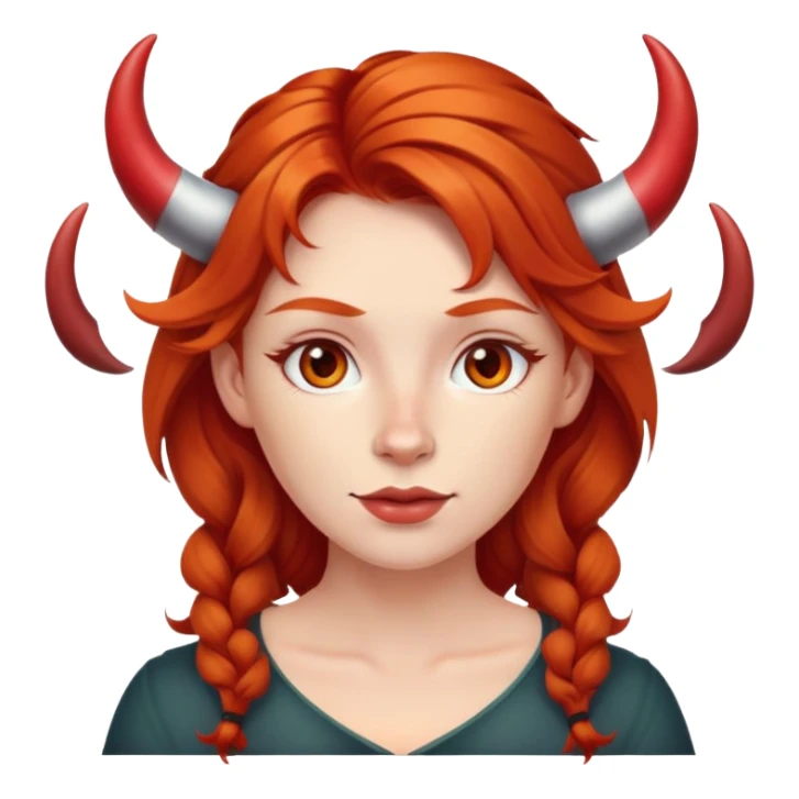 Cute ginger haired woman with red horns sticker