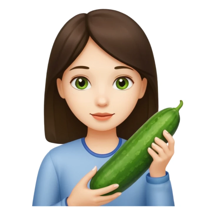 Girl with cucumber sticker