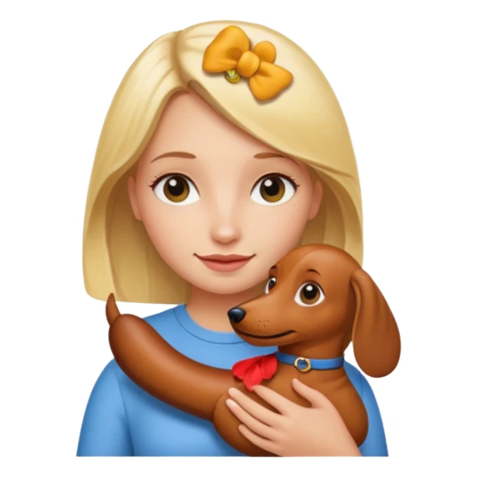 Blonde girl holding dachshund emoji sticker  sticker