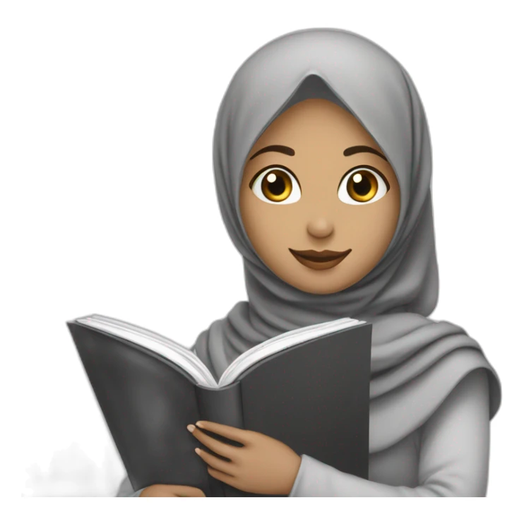 Hijabis girl with heart in book, black and white  sticker