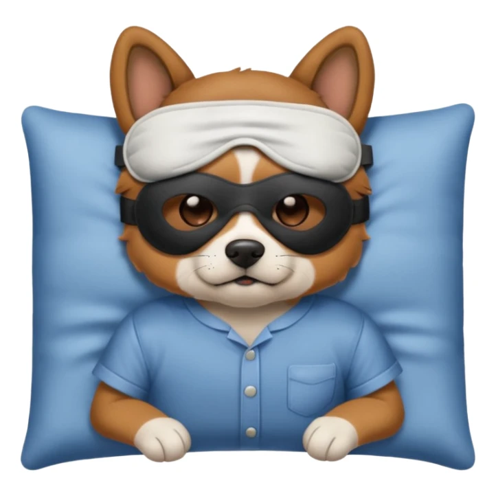 a dog hero with sleep mask and wearing shirt sticker