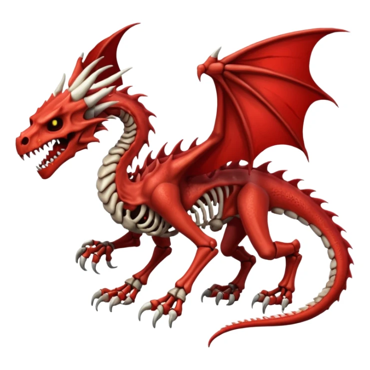  skeletal skeleton bone dragon with blood markings sticker