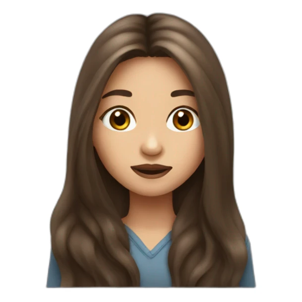 girl with long brown hair and a mole above the lips sticker