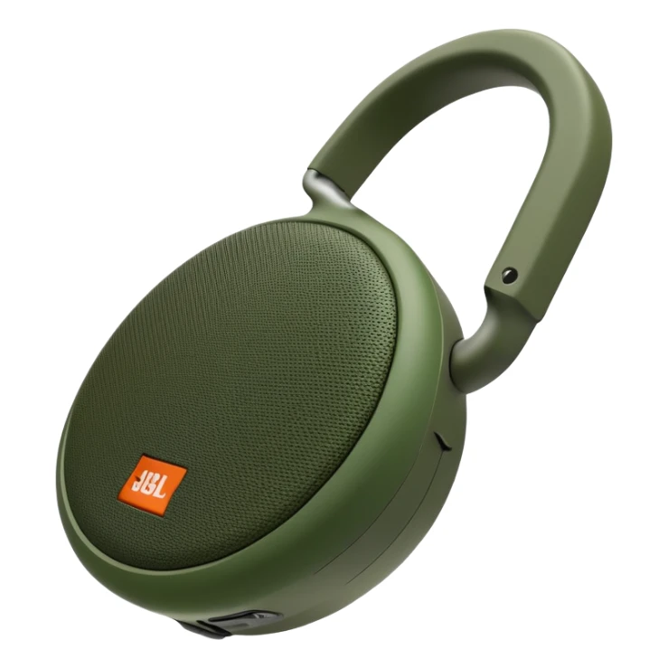 Ultra minimal JBL Clip 4 speaker with just a few green camouflage spots, iOS emoji style sticker