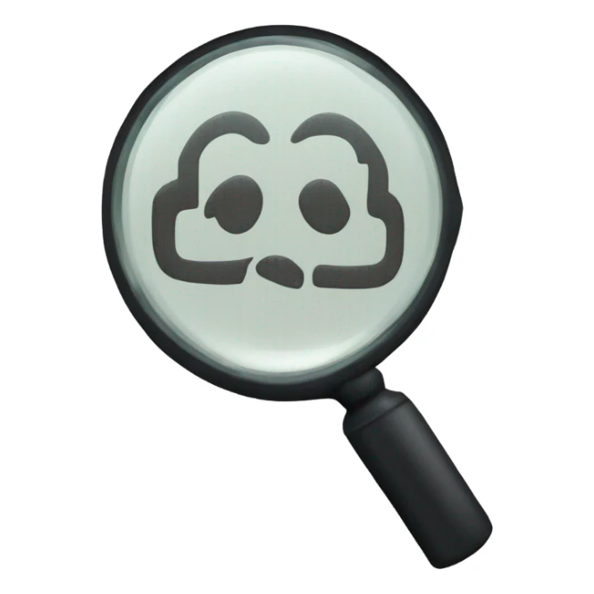 a magnifying glass. Inside the circular lens a pixelated letter 'A' sticker