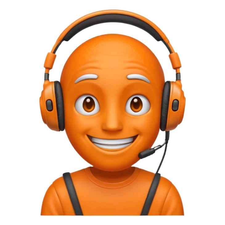 orange emoji character with orange headphones and orange antennas sticker