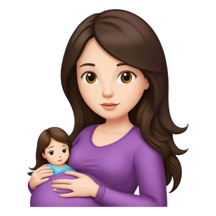 Brunette long hair lady pregnant  sticker