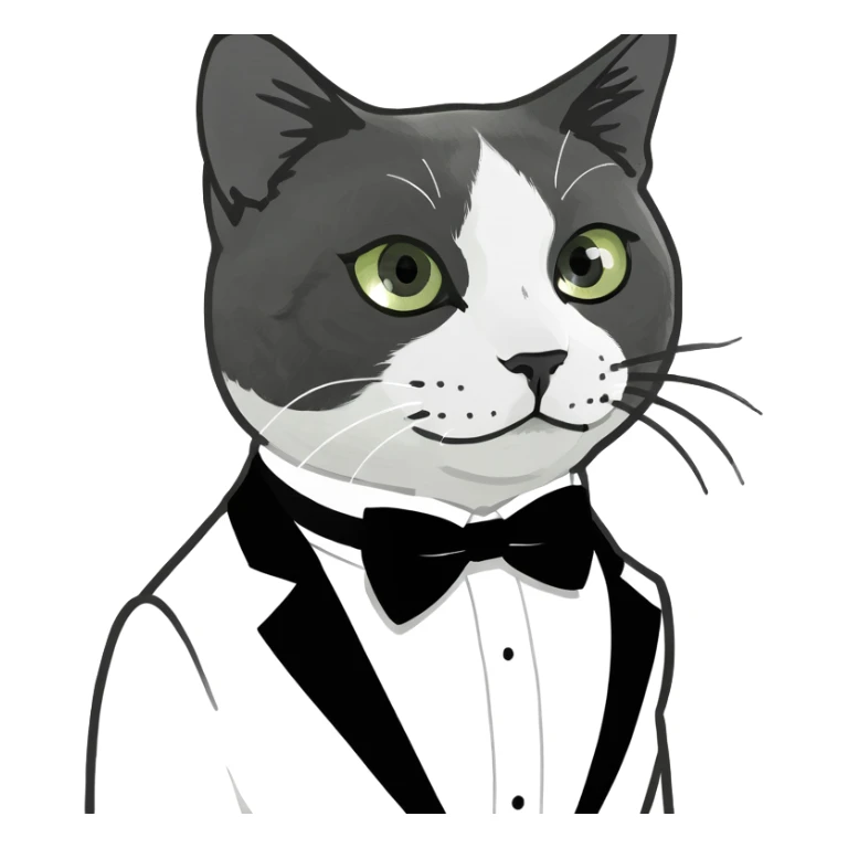 Cat  with tuxedo on and in a car sticker