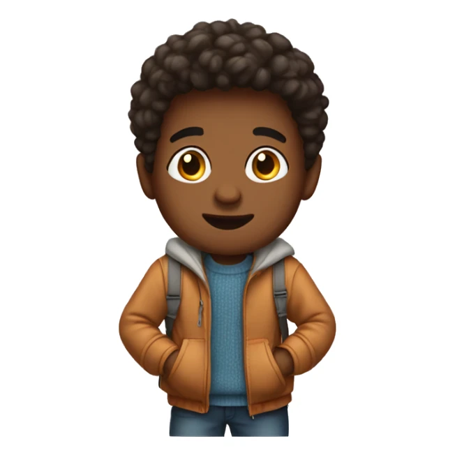 Cute boy with sweater and wearing a backpack sticker