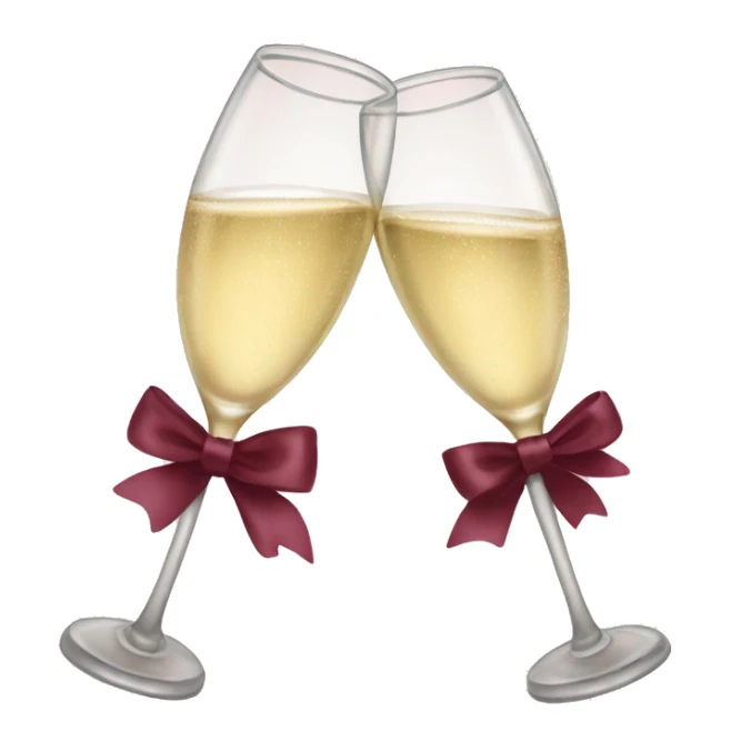 Two glasses of champagne cheering with burgundy bows sticker