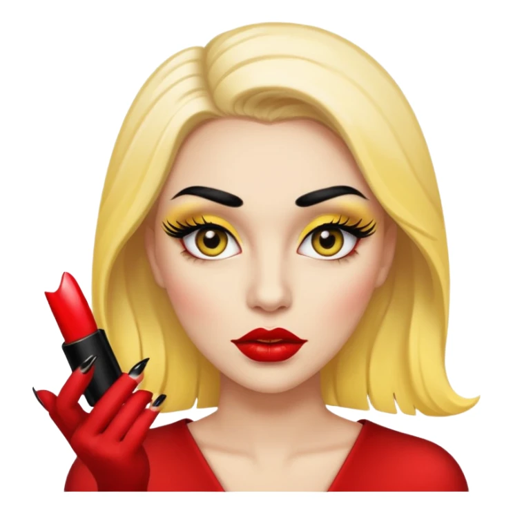 Baddie with nails and lashes ios yellow face big lips big long lashes  sticker