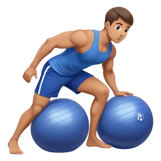 fit man with blue shorts stability ball exercises sticker