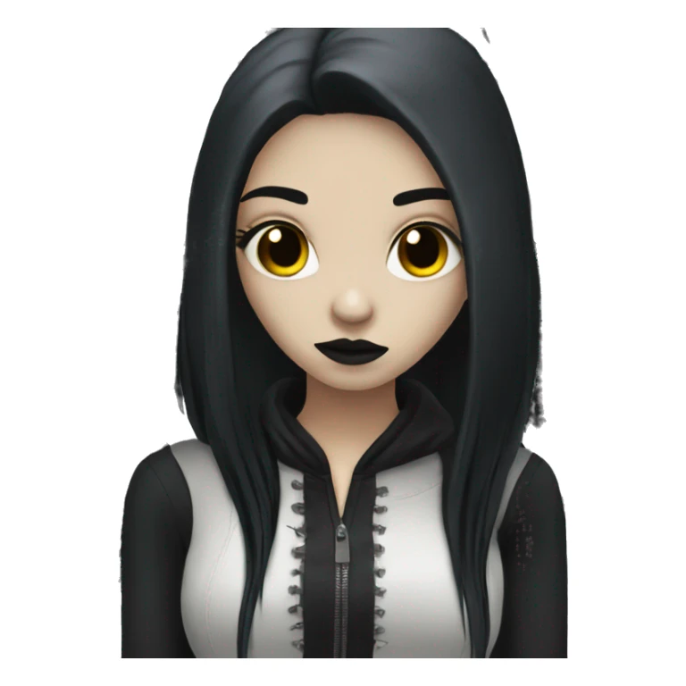 goth girl pale with long straight black hair  sticker