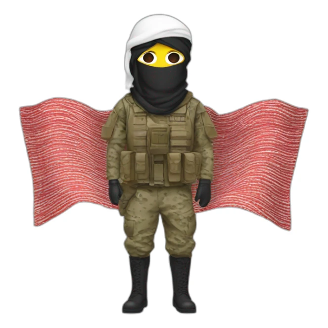  masked with red and white shemagh and wearing military clothing sticker