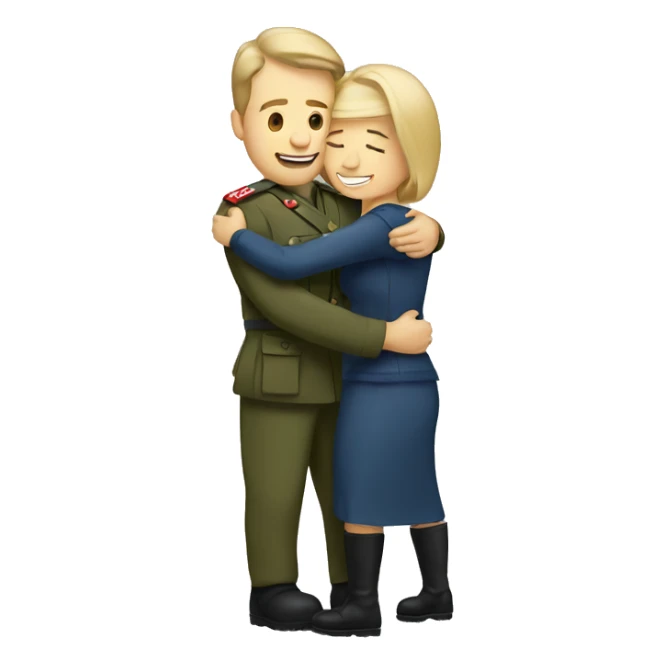 military man and Canadian wife hug sticker