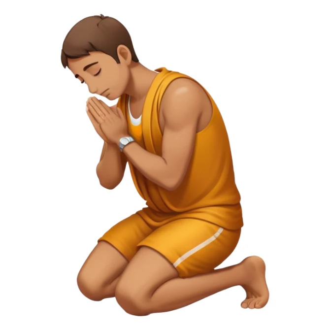 a man pleading on knees with hands in prayer  sticker