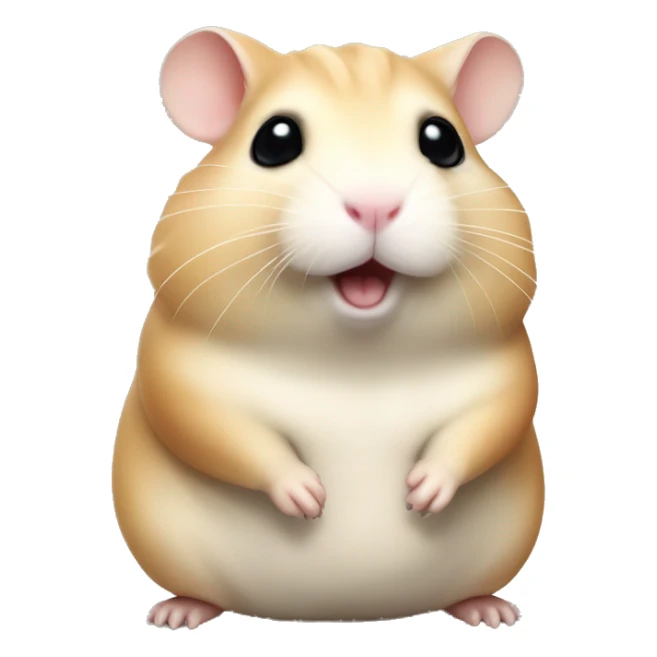 realistic fat chubby beige hamster standing on its hind legs with black eyes and whiskers sticker
