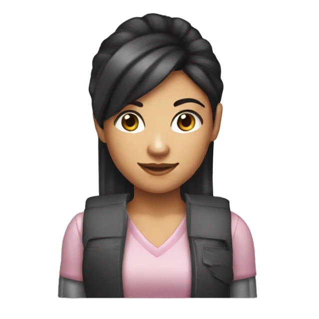  haired dark hair light skin girl playing nintendo ds sticker