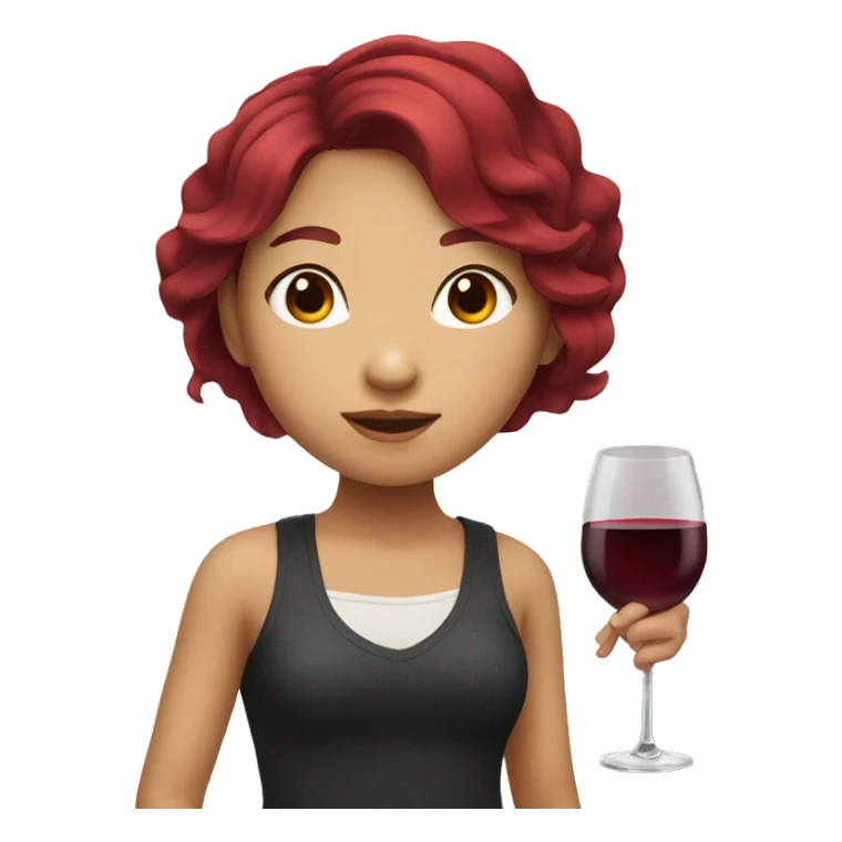 asian girl with wine red hair  sticker
