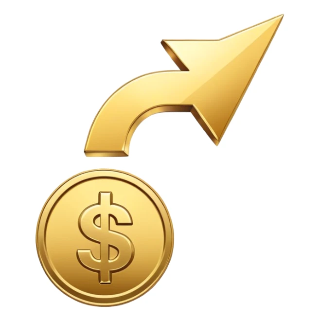 downward arrow and a coin representing Senkende Kosten lowering costs sticker