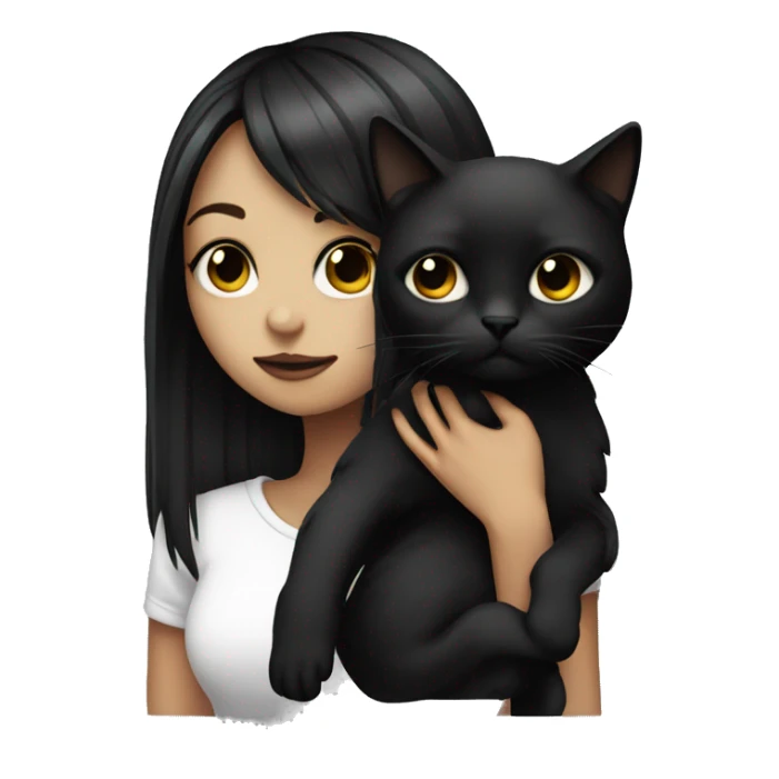 A emo girl holding a black cat sticker