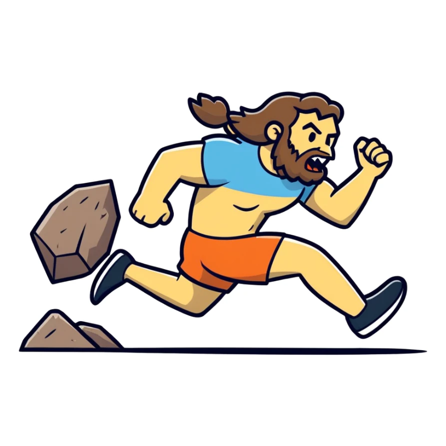 Cross fitter running away from caveman sticker