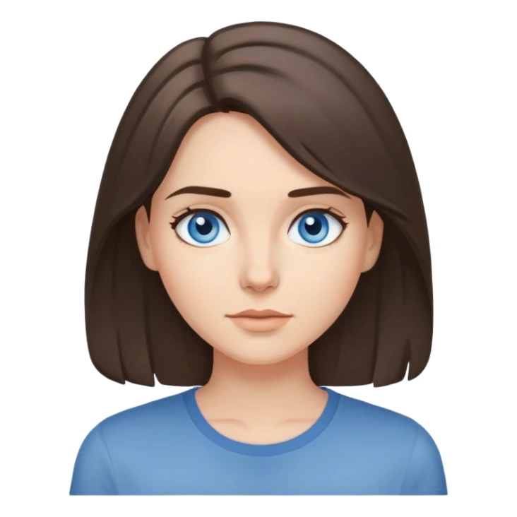 Brunnete with mid lehghnt hair with blue eyes and grey shirt  sticker