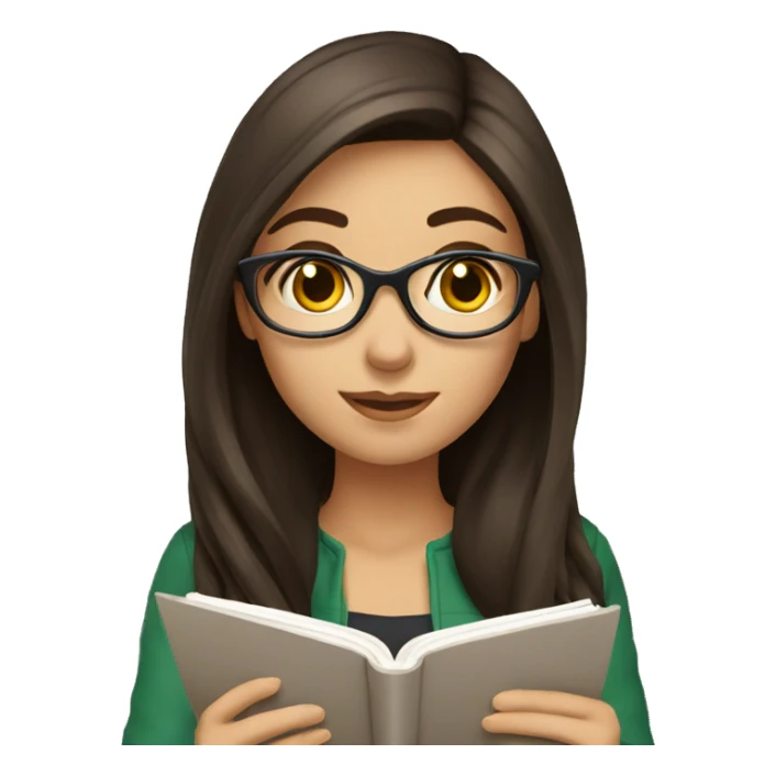 Pretty brunette woman studying sticker